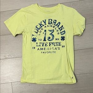 Lucky Brand Yellow Kids Graphic Tee with Navy Print